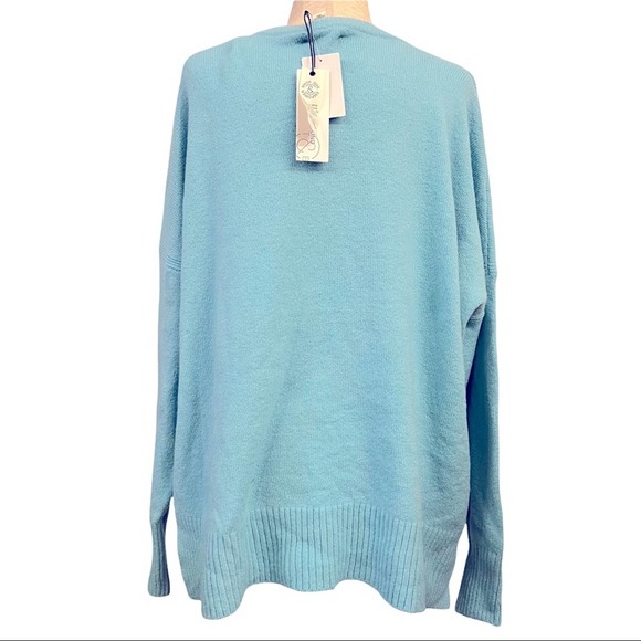 Treasure Bond Women Sweater L Blue Pullover Long Sleeve Crew Neck Vented Sides - Picture 3 of 9